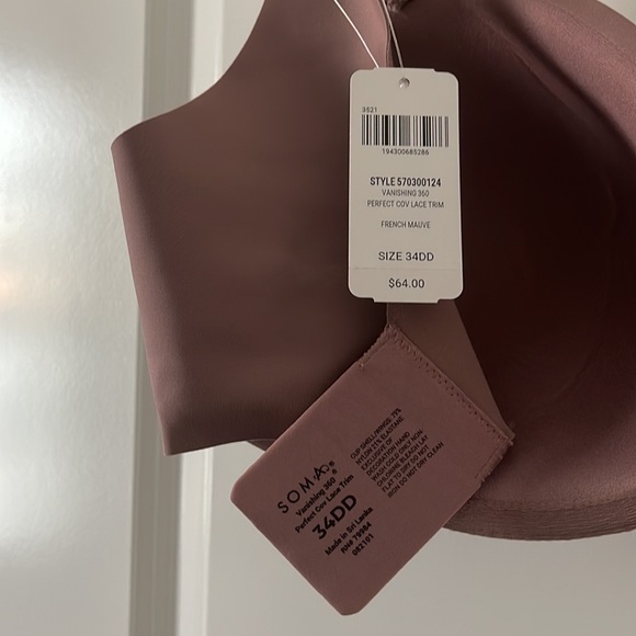 NWT | SOMA | Vanishing Perfect Coverage Lace Trim | French Mauve | Size 34DD - Picture 10 of 12